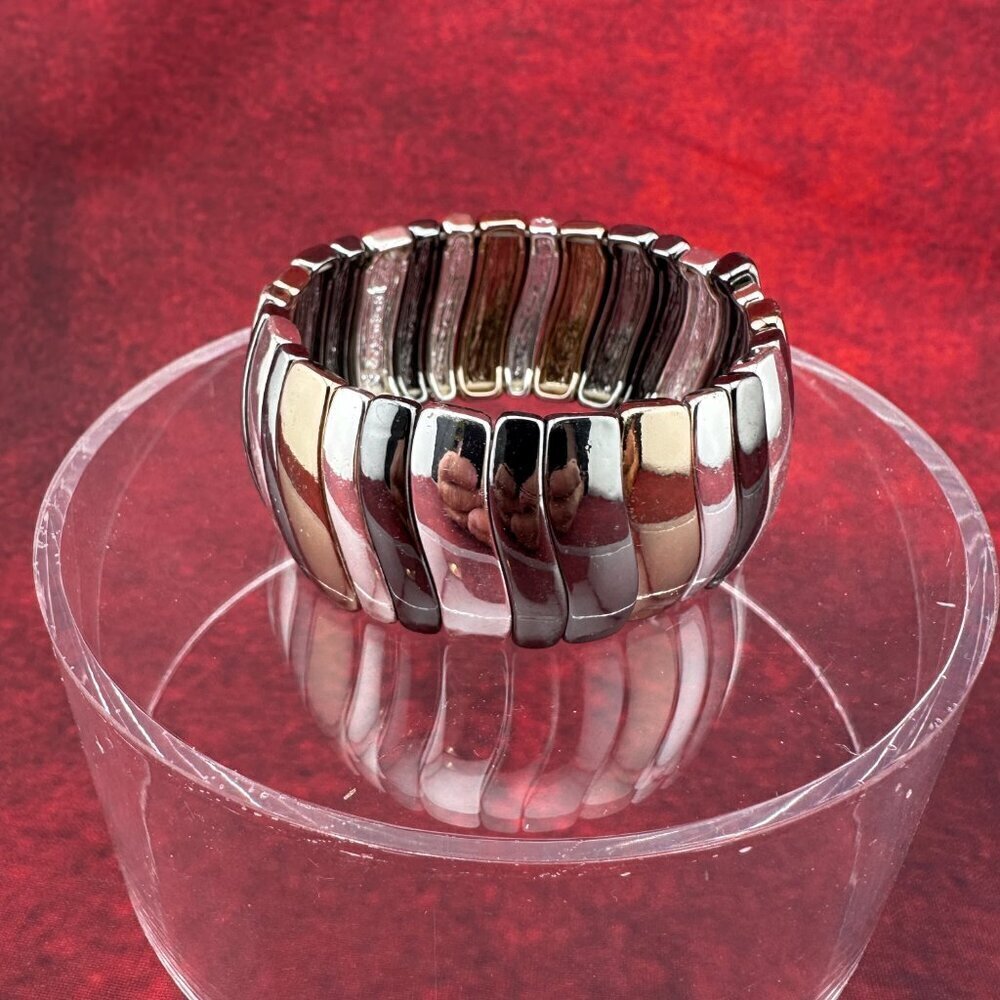 NINE WEST BRACELET CHUNKY GEOMETRIC METAL SILVER COPPER BLACK